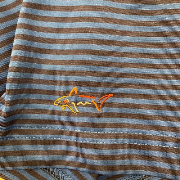 Greg Norman Men's Medium Play Dry Polo Blue Striped - Picture 3 of 4